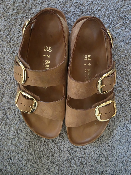 Birkenstock Shoes - Birkenstock Brown Leather Double-Buckle Sandals